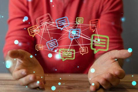 3D render of Approved email and spam message displayed on a futuristic interface Stock Photos