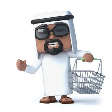 3d render of an Arab carrying a shopping basket 스톡 일러스트
