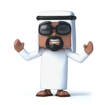 3d render of an Arab with his hands in the air cheering Stock Illustration