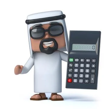 3d render of an Arab holding a calculator Stockillustratie