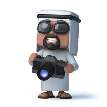 3d render of an Arab holding a camera Stock Illustration