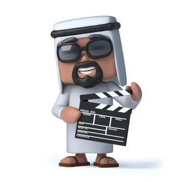 3d render of an Arab holding a clapperboard Stockillustratie