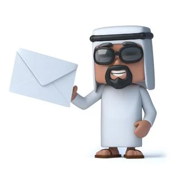 3d render of an Arab holding an envelope Stockillustratie
