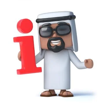 3d render of an Arab holding an information symbol Stock Illustration