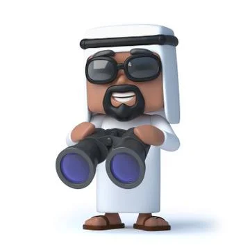 3d render of an Arab with a pair of binoculars. Stockillustratie