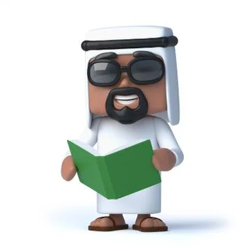 3d render of an Arab reading a book Stock Illustration