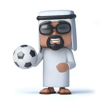 3d render of an Arab sheik holding a soccer ball. Stockillustratie