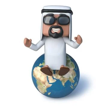 3d render of an Arab sitting on a globe of the Earth Stockillustratie
