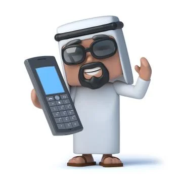 3d render of an Arab talking on his mobile phone 스톡 일러스트