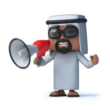 3d render of an Arab using a megaphone Stockillustratie