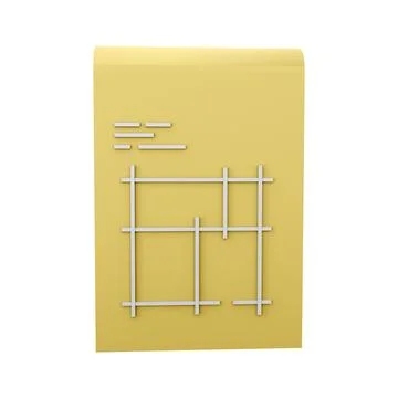 3d render Architecture, blueprint icon. Professional icon in cartoon style. 3d Stock Illustration