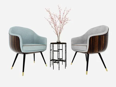 3D Render arm chairs on white Stock Illustration