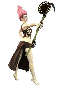 3D Render of Armed female monster Illustrazione stock