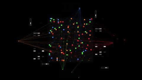 3d render of artificial intelligence choose, analyse bits of information. Stock Illustration