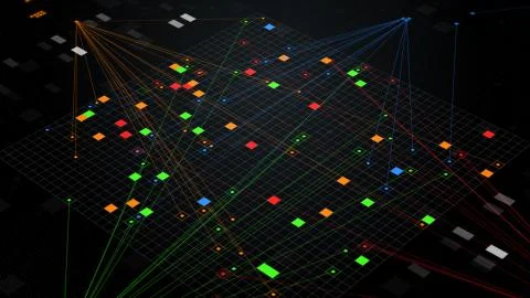 3d render of artificial intelligence choose, analyse bits of information. Stock-Illustration