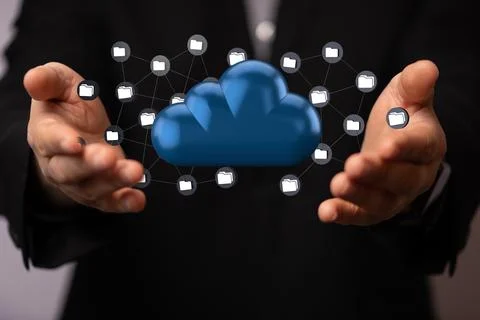 A 3D render of artificial intelligence cloud technology - integrated digital  Stock Photos