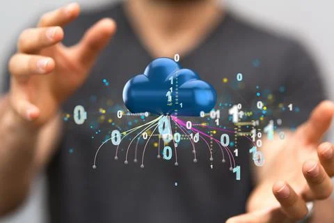 A 3D render of artificial intelligence cloud technology - integrated digital  Stock Photos