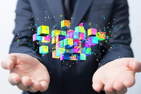 A 3D render of artificial intelligence cloud technology - integrated digital  Stock Photos