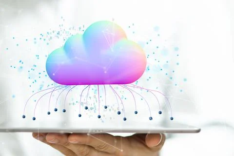 A 3d render artificial Intelligence Cloud technology. Integrated digital web  Stock Photos