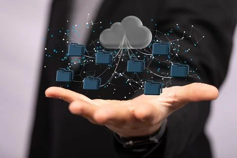 3D render of artificial intelligence cloud technology - integrated digital web Stock Photos