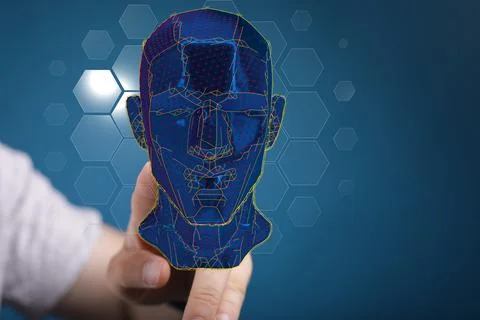 3D render artificial intelligence concept, Virtual technology web background Stock Photos