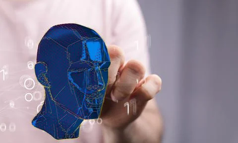 3D render artificial intelligence concept, Virtual technology web background Stock Photos