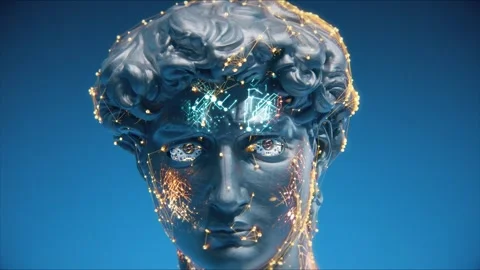 3D render of an artificial intelligence made of glowing data lines. Stock Footage 293055782