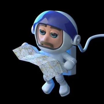 3d render of an astronaut floating in space reading a chart. Stockillustratie