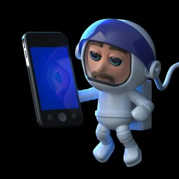 3d render of an astronaut floating in space and using a smartphone. Stockillustratie