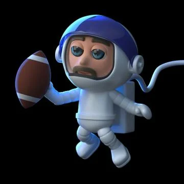 3d render of an astronaut playing American football in space. Stockillustratie