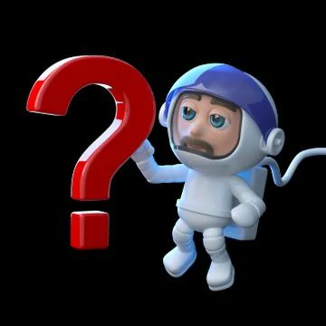 3d render of an astronaut with a question mark symbol. Stock Illustration