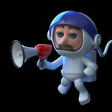 3d render of an astronaut in space using a megaphone. Stockillustratie