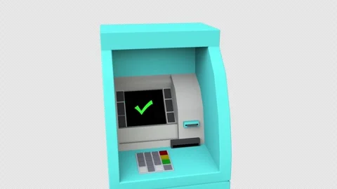 3d render atm booth machine cash withdrawal animation rendered with alpha c.. Video stock 289181113