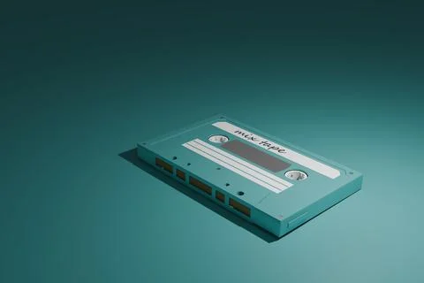 3d render of audio cassette with negative space for copy Stockillustratie
