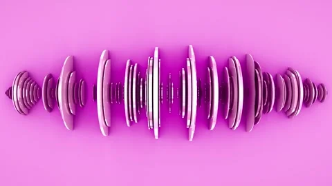 3D render of audio waveform shape with reflections on pink background. For .. Stock Footage 332605232