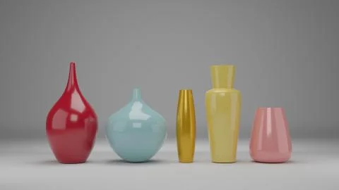 3D render, Autumn multi-color vases Illustrazione stock