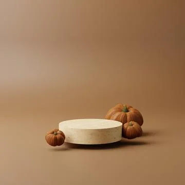 3D render autumn pumpkin podium for product promotion Stock Illustration