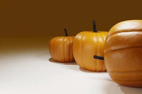 3d render of autumn pumpkins and fall colored background Stock Illustration