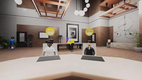 3d render of avatars in futuristic virtual office Stock Illustration