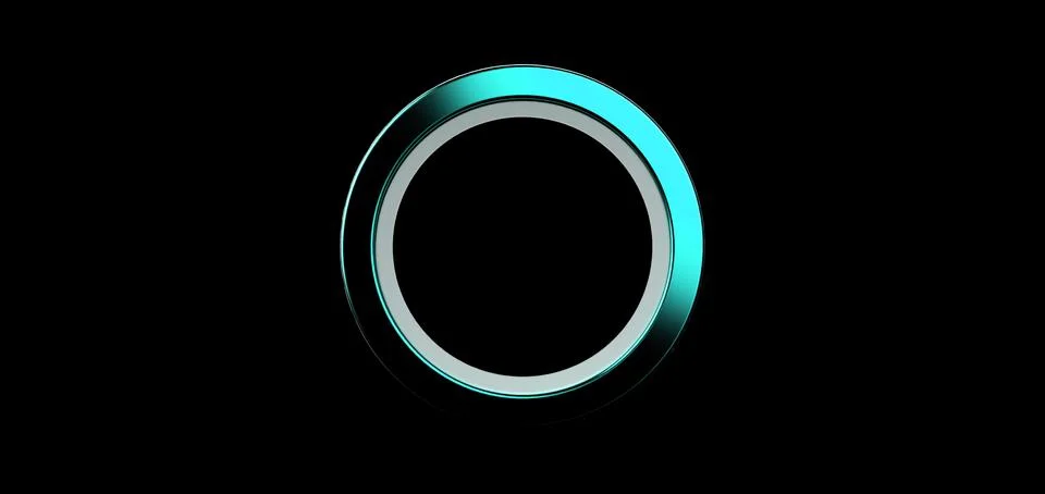 3d render, azure ring on black background. jewelry metal circle shape. empty  Illustrazione stock
