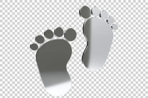 3D Render Baby foot bare foot heart icon Transparent Background PNG Stock Illustration