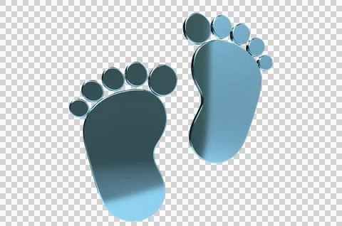 3D Render Baby foot bare foot heart icon Transparent Background PNG Illustrazione stock
