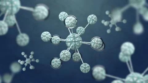 3d render background with abstract cell. Biology conceptual with simple molec Stock Illustration