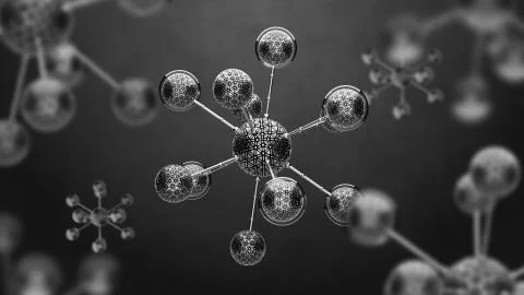 3d render background with abstract cell. Biology conceptual with simple molec Stock Illustration