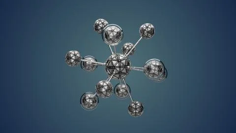 3d render background with abstract cell. Biology conceptual with simple molec Stock Illustration