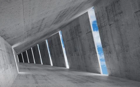 3d render background, abstract empty grungy concrete interior Illustrazione stock