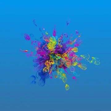 3d render background with abstract particles. Turbulences and curled particle Stock Illustration