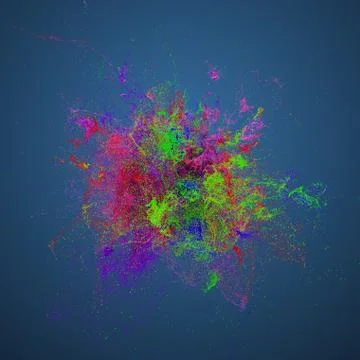 3d render background with abstract particles. Turbulences and curled particle Stock Illustration