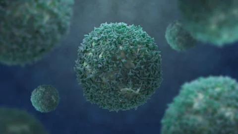 3d render background with cell elements. Medical concept with abstract molecu Stock Illustration