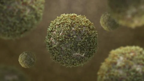 3d render background with cell elements. Medical concept with abstract molecu Stock Illustration